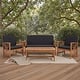 preview thumbnail 11 of 56, SAFAVIEH Fontana 4-piece Acacia Solid Wood Outdoor Conversation Patio Set Natural/Black Cushion