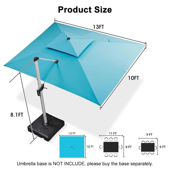 PURPLE LEAF Double Top 9x11/10x12/10x13ft Rectangle Umbrella Large Cantilever Outdoor Classic Umbrella with Base