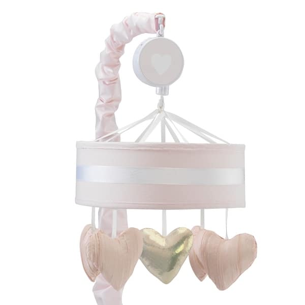 slide 2 of 2, Lambs & Ivy Sweetheart Pink/Gold/White Heart Musical Baby Crib Mobile
