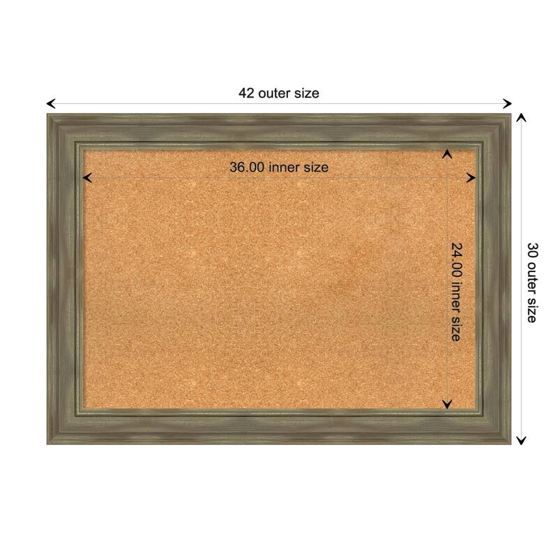 Alexandria Greywash Wood Framed Corkboard Bulletin Boards - Board Size 36x24 - Natural Cork