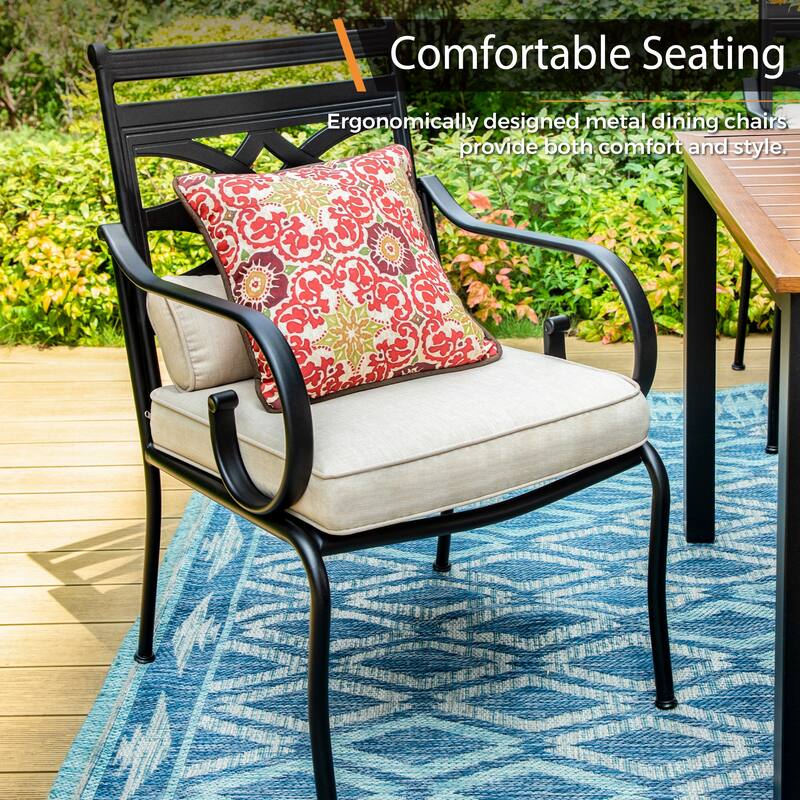 MAISON ARTS 7-piece Patio Dining Set, 6 Metal Patio Dining Chairs and 1 Metal Dining Table