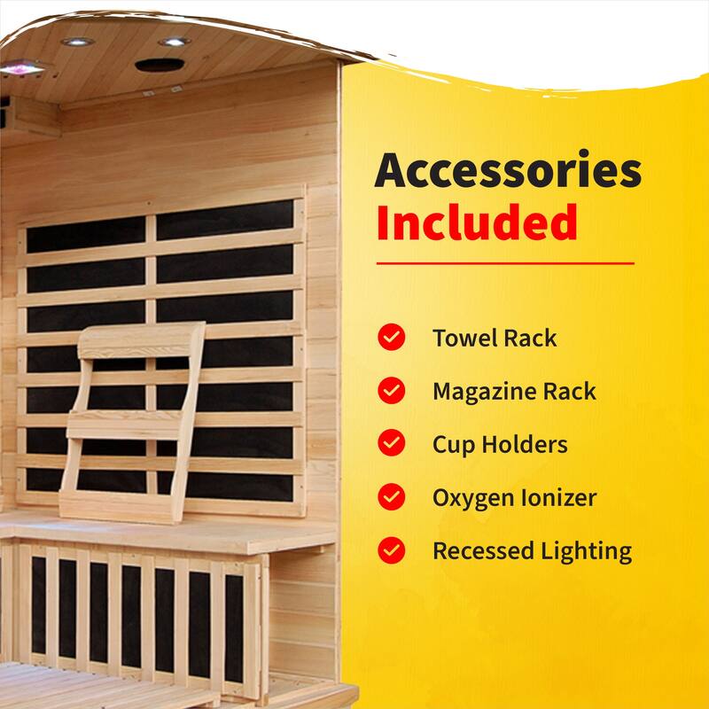 HeatWave Santa Fe 3-Person Hemlock Infrared Sauna with 7 Carbon Heaters