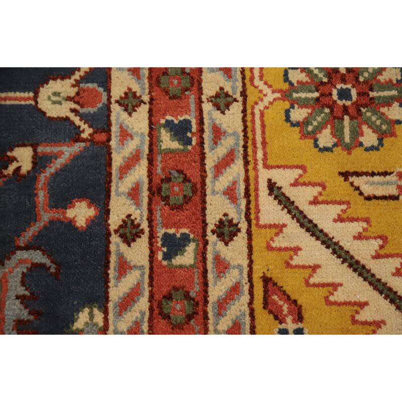Hand Knotted Oriental 100% Wool Carpet Transitional All-Over Navy Blue & Blues Oushak Area Rug - 14' 11'' X 12' 0''