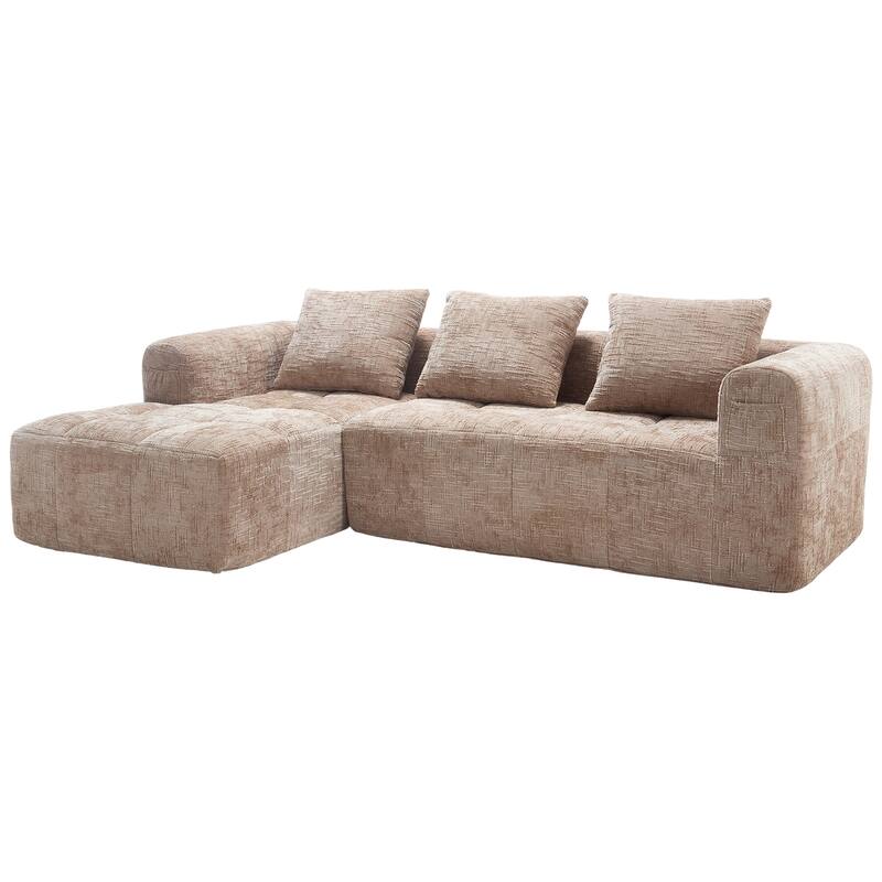98.42" Modular L-Shaped Sofa with Chaise, Side Pockets, No Compression