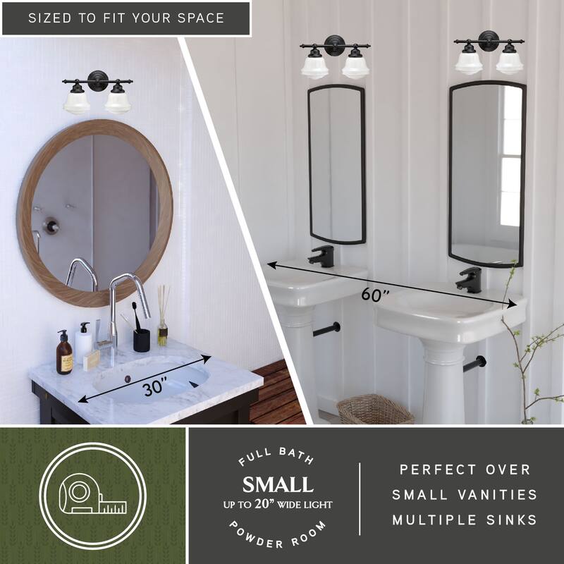 Vaxcel Huntley 2-Light 16-in Oil Rubbed Bronze Farmhouse Vanity Light - 16-in W x 10-in H x 7-in D