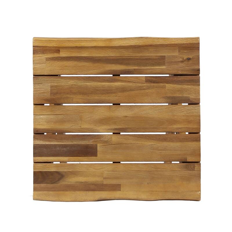 Harley Outdoor Side Table, X Legs, Square 18 Inch Brown Acacia Wood