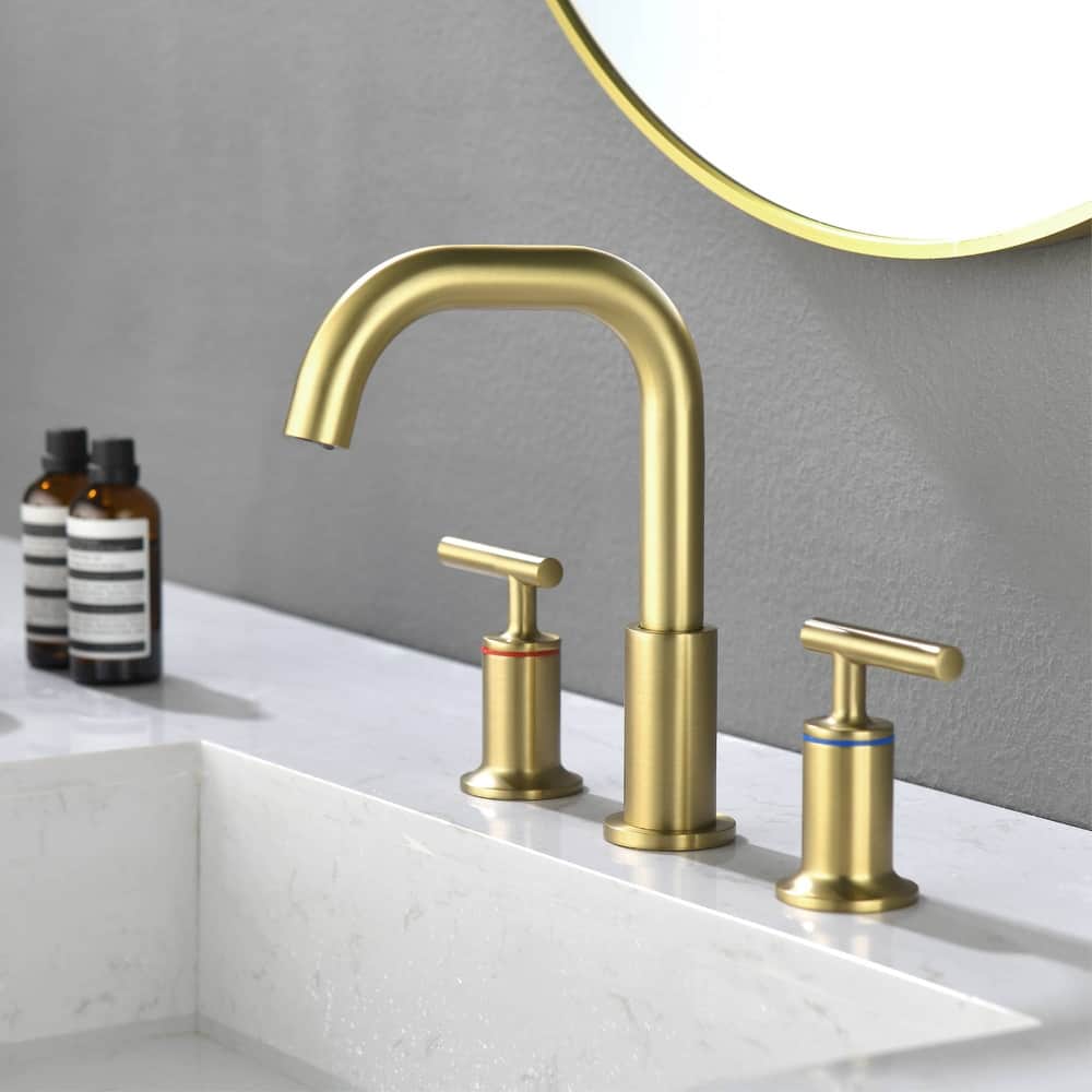 Widespread Bathrom Faucet 3 Hoes Modern 8 Inch Bathroom Sink Faucet Double Handle Vanity Basin Faucets Mixer Taps With Valve