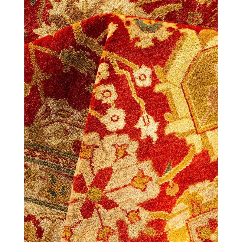 Overton Hand Knotted Wool Vintage Inspired Traditional Ottoman Red Area Rug - 8' 1" x 10' 1"