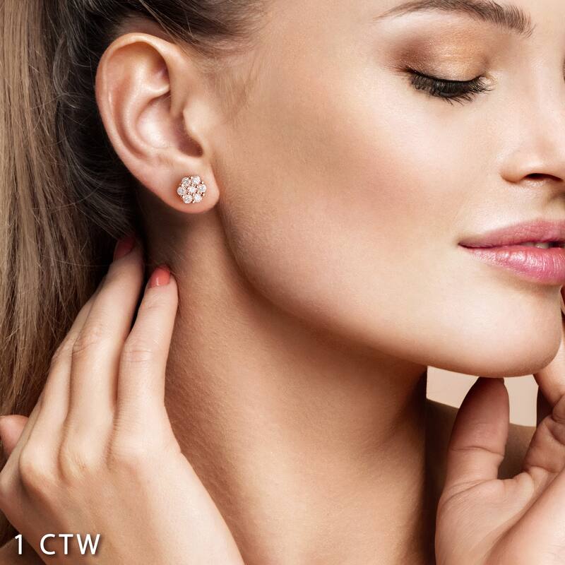 De Couer 1/5ct-2ct TDW Diamond Cluster Stud Earrings in 10k Rose Gold for Women