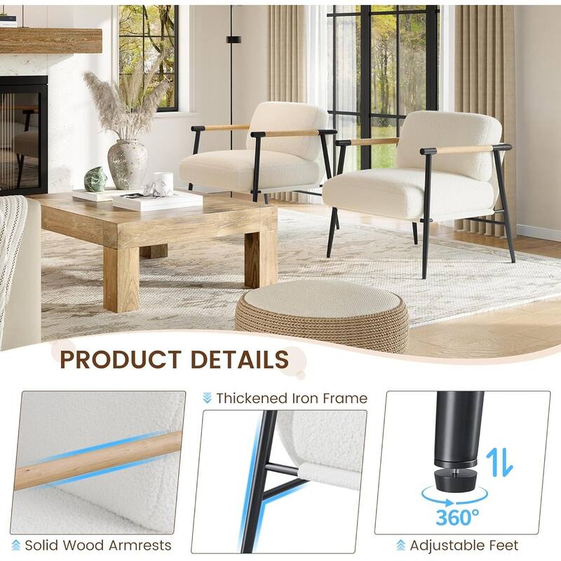 Modern Accent Chair with Metal Frame and Spring Foam Cushion