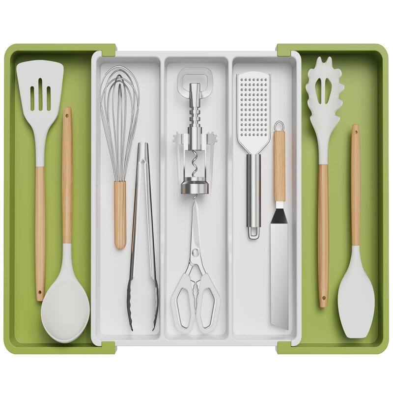 Expandable & Adjustable Utensil Drawer Organizer - Black Large