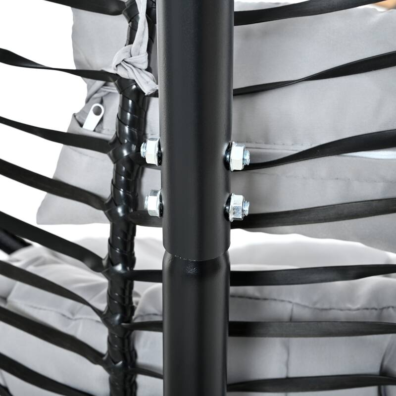 Foldable Rattan Hanging Hammock Chair with Stand and Plush Cushion for Indoor and Outdoor