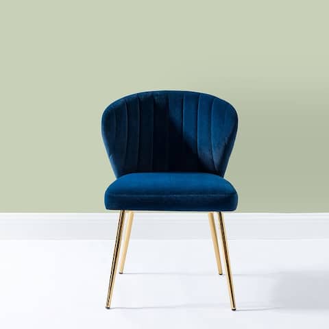 Luna Upholstered Tufted Back Side Chair with Goldtone Legs