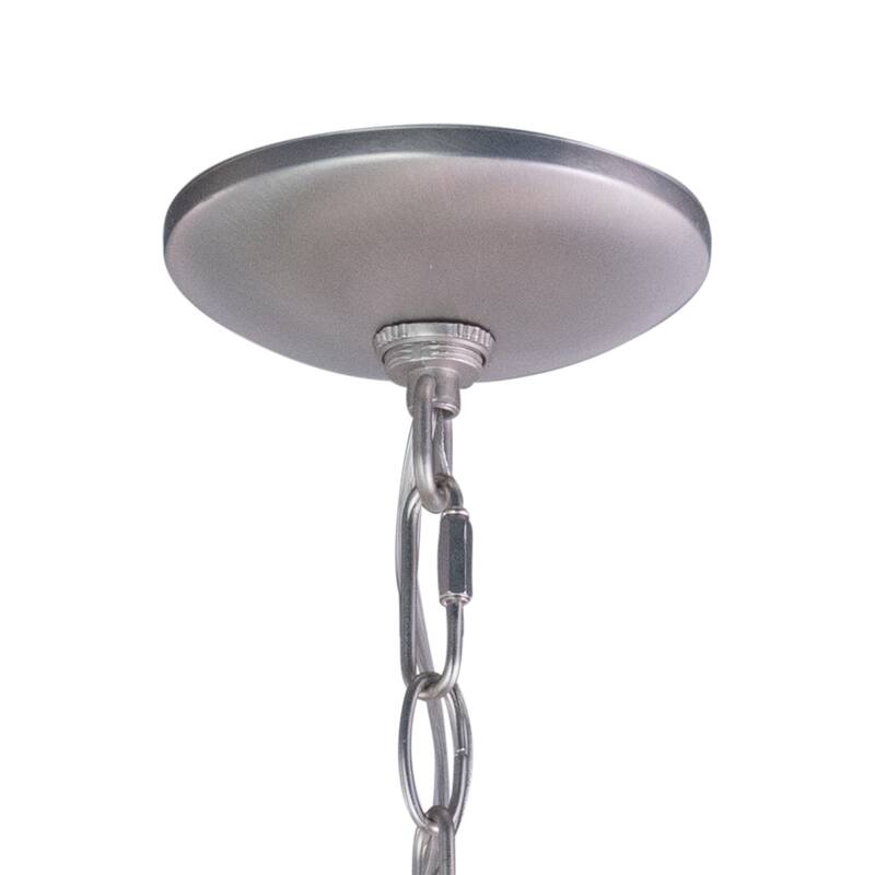 Mini Chandelier 4 Light Brushed Nickel Antique White Glass Ceiling Light - 18