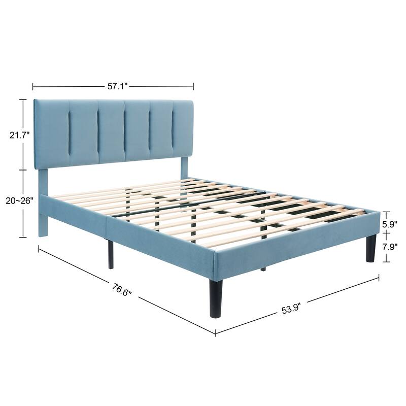 VECELO Tufted Upholstered Platform Bed Frame with Adjustable Height Headboard Twin/Full/Queen Size Beds