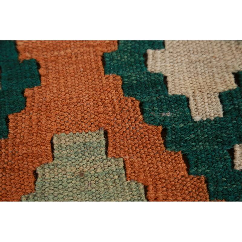 Hand Woven Oriental 100% Wool Carpet Southwestern Geometric Oranges & Rust Kilim Area Rug - 8' 6'' X 5' 7''