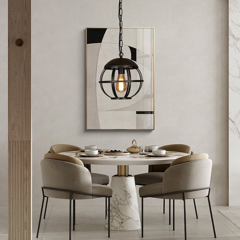 Anmytek Modern Industrial 1-Light Black Globe Pendant Light Metal Island Lights for Dining Room