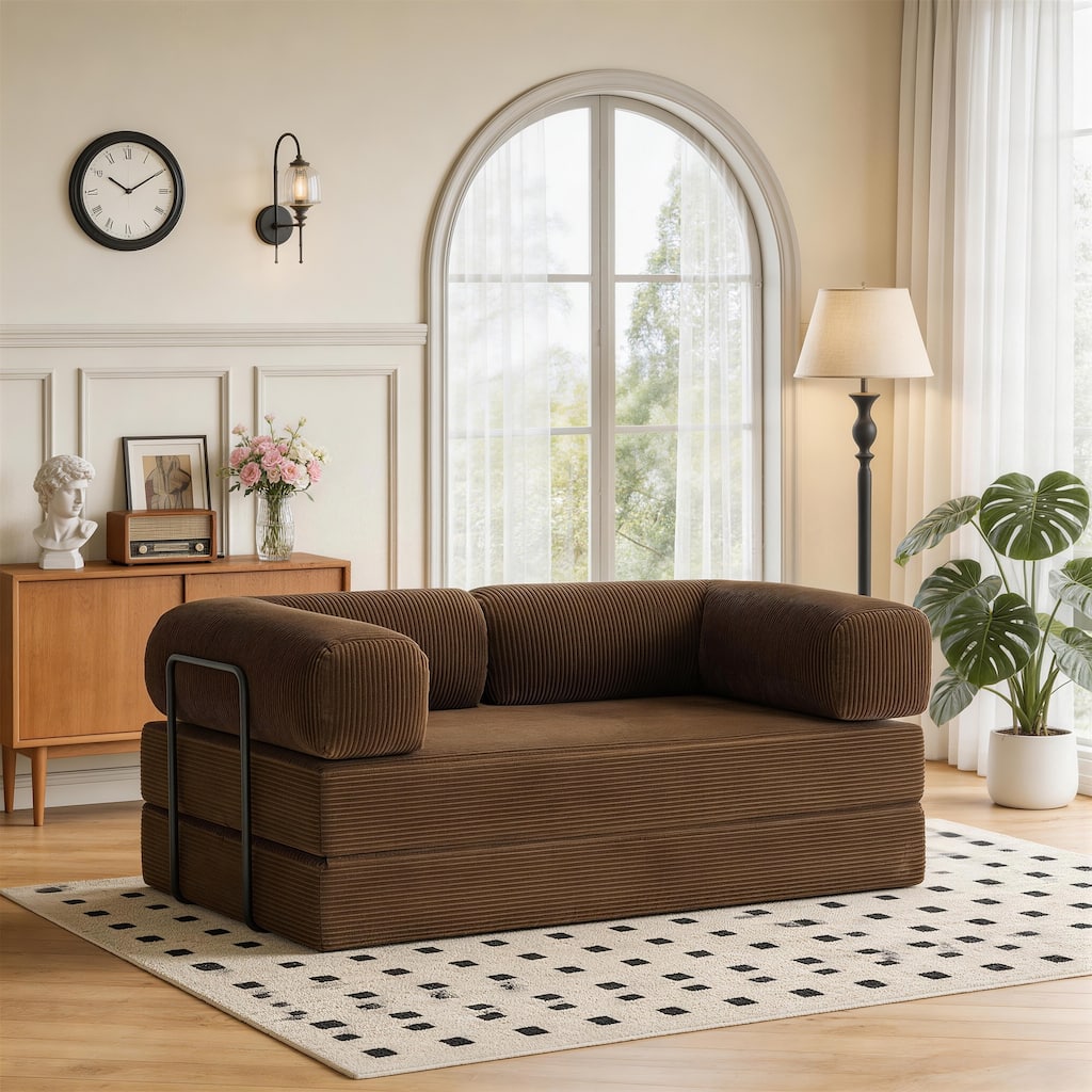 Corduroy Large Couch Convertible Floor Sofa Bed Sleeper