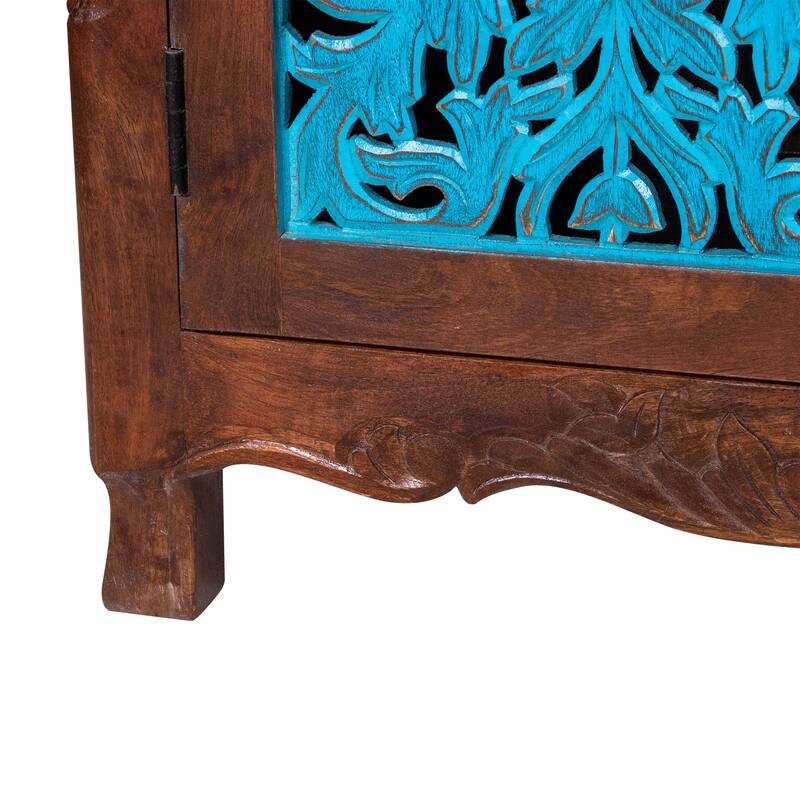 Maadze 71" Long Solid Wood 4 Door Carved Sideboard Buffet