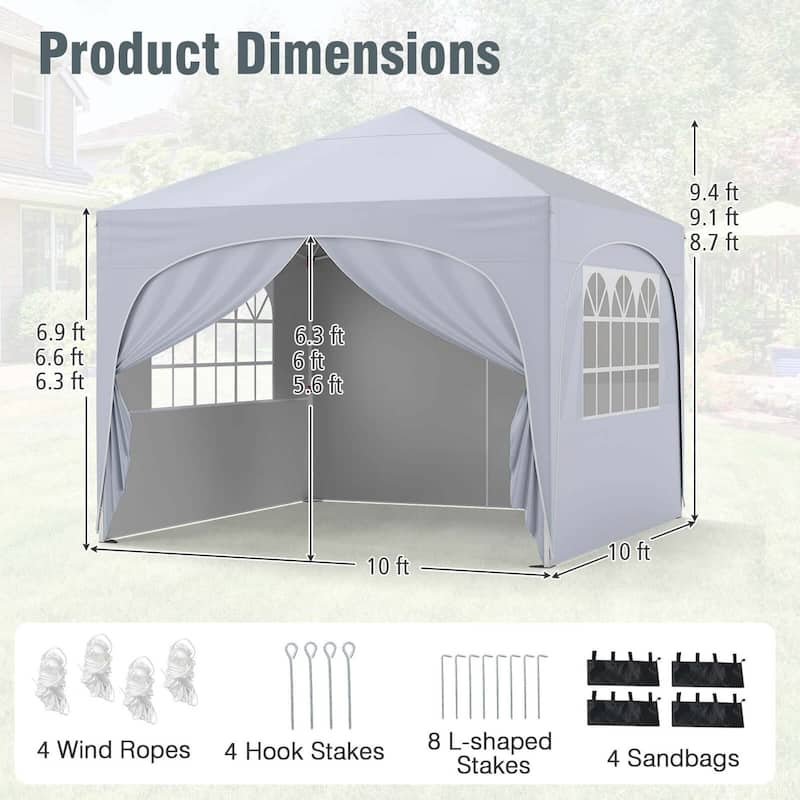 10 X 10 FT Pop up Canopy Tent Portable Foldable Beach Sun Shelter