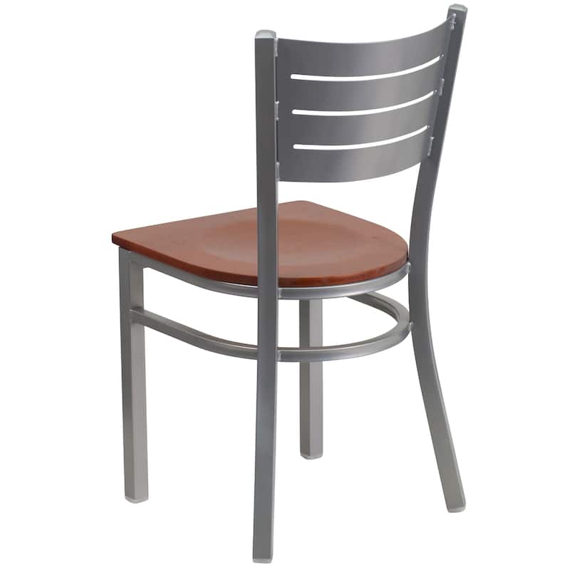 Slat Back Metal Restaurant Chair - 16.5"W x 19"D x 33.5"H