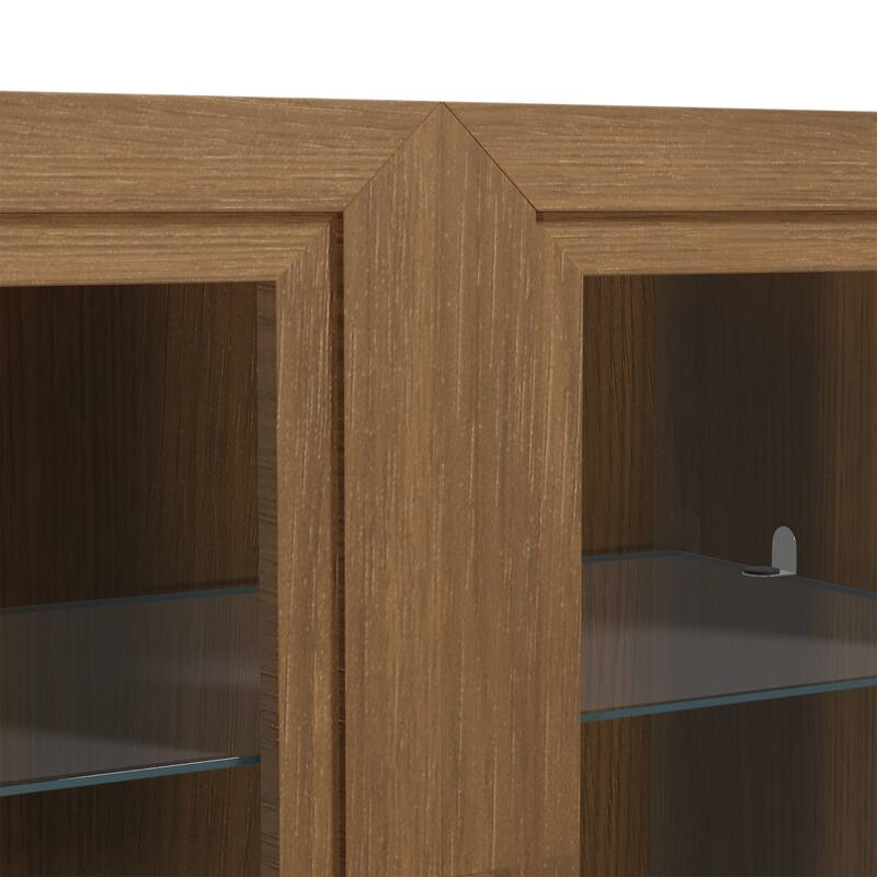 31"H Classic Storage Cabinet with Adjustable Shelves with Glass Door