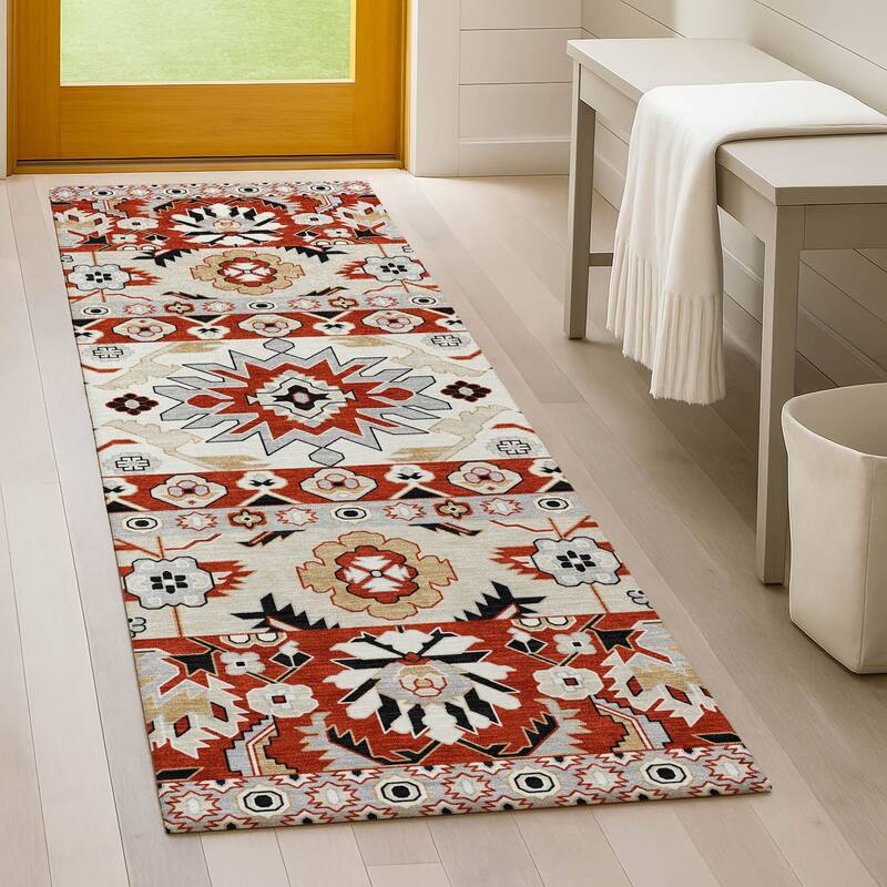 Machine Washable Indoor/ Outdoor Traditional Aspen Chantille Rug