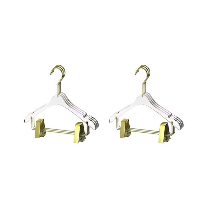 YBM Home Quality Acrylic Clear Hangers with Clips, Baby - Pack of 6 - Gold