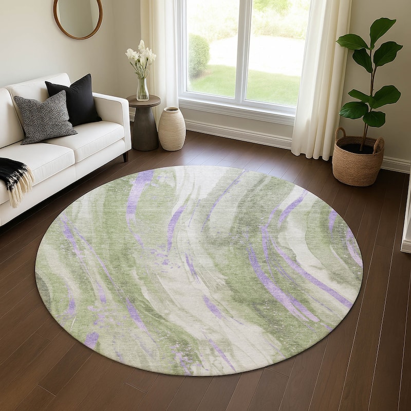 Premium Washable Super Soft Modern Contemporary Mayfield Rug - Olive - 8' x 8'