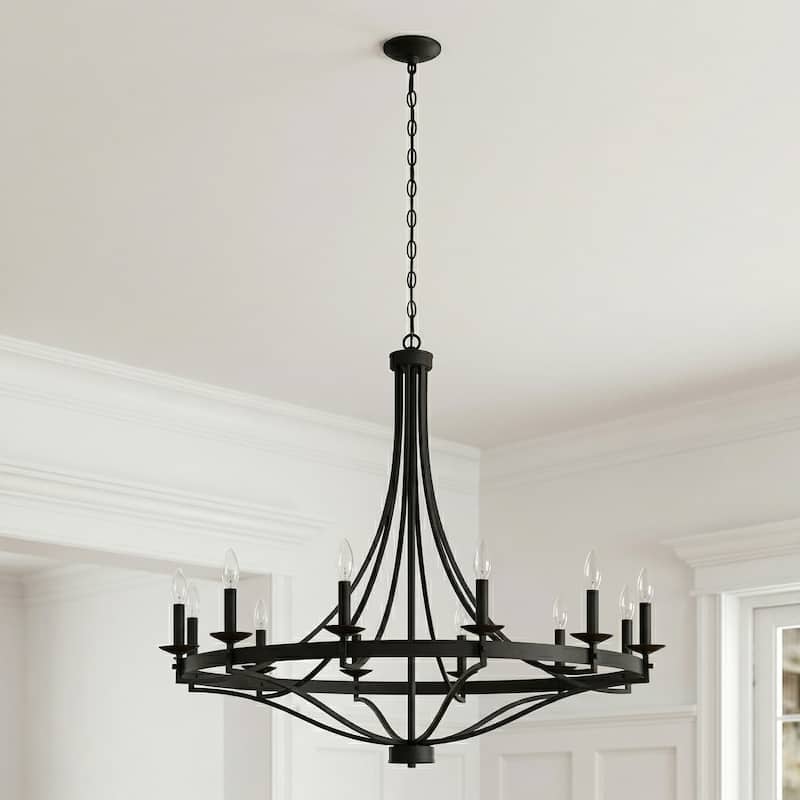 Acroma 12-light Modern Farmhouse Empire Wagon Wheel Chandelier with UL