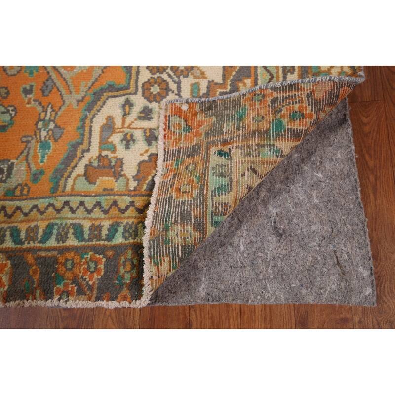 Hand Knotted Oriental 100% Wool Carpet Traditional Floral Oranges & Rust Hamedan Area Rug - 9' 6'' X 6' 6''