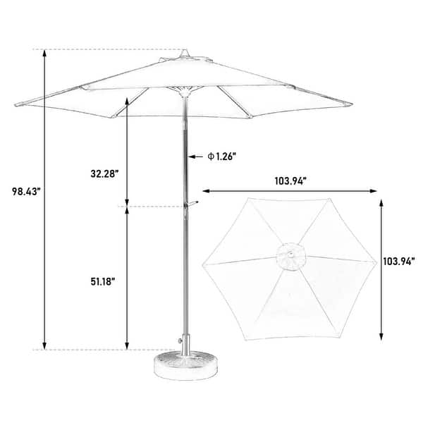 9FT Outdoor Patio Umbrella Outdoor Table Umbrella with Push Button Tilt and Crank