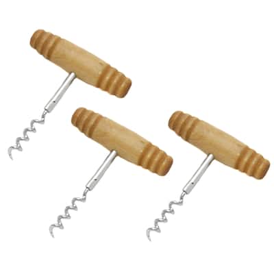 Chef Craft T-Shaped Corkscrew with Wooden Handle - Simply Screw into Cork and Pull