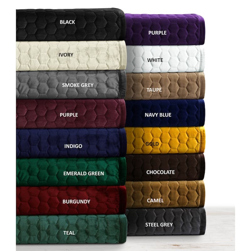 Lugano Honeycomb Velvet Oversized Solid Quilt Set
