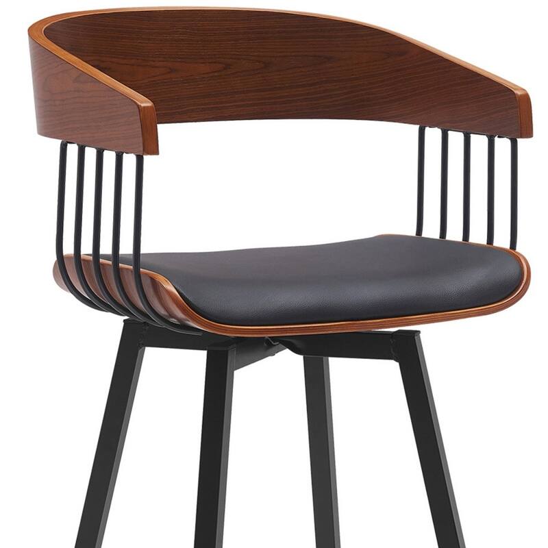 Modern Swivel Bucket Seat Bar Stool with Footrest and Armsrest Metal Frame for Kitchen Island