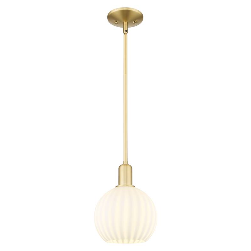 Innovations Lighting Endless Possibilities Arcadia - White Venetian - 1 Light 8" Stem Hung Mini Pendant - Satin Gold