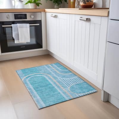 Machine Washable Indoor/ Outdoor Chantille Mid Century Modern Rug