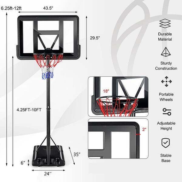 Portable Basketball Hoop , Height Adjustable