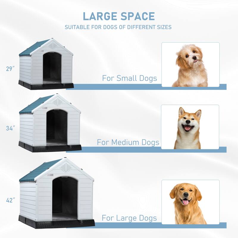 BOSSIN Insulated & Waterproof Dog House, Indoor/Outdoor Puppy Shelter with Elevated Floor & Liner for All Size Dogs