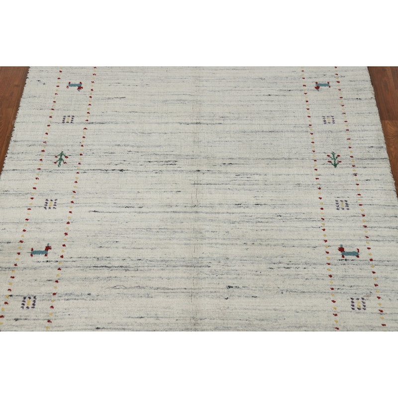 Little Animals Gabbeh Indian Rug Hand-Knotted Wool Carpet - 4'0" x 5'9"