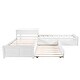 preview thumbnail 43 of 55, Twin Size L-Shaped Upholstered Platform Bed with Trundle and Two Drawers Linked, Solid Pine Wood Bed Frame, Built-in Desk