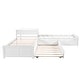 preview thumbnail 7 of 9, Twin Size Table L-shaped Bed with Trundle and Storage Drawers Linked, Pine Wooden Platform Bed with Built-in Desk, White