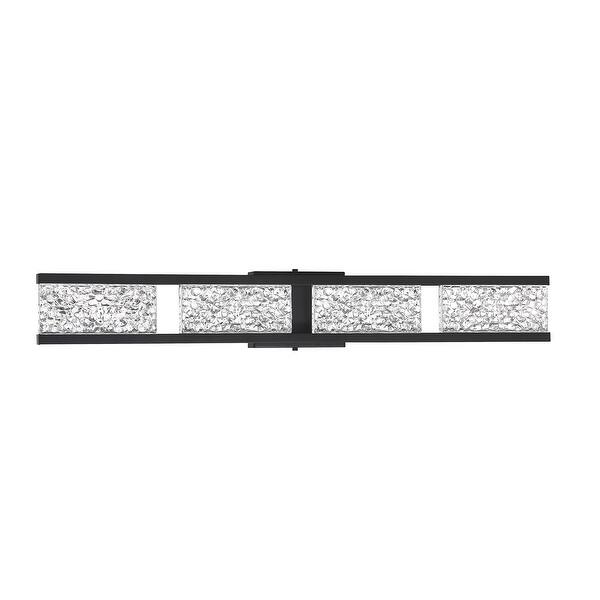 slide 1 of 3, Callavio 4-Light-LED Vanity Light with Glass Shade Black