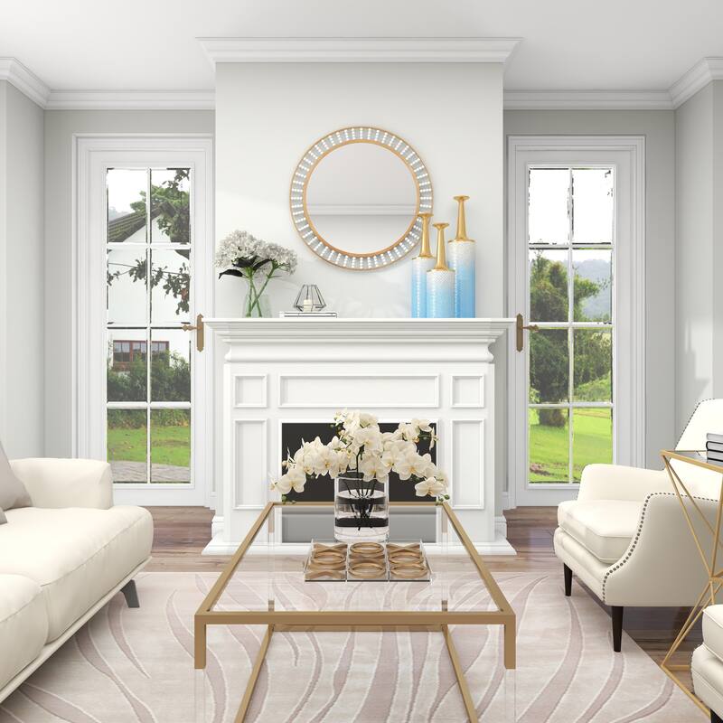 Blue Metal Floral Decorative Vase with Gold Top (Set of 3)