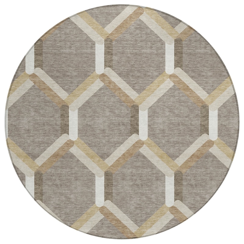 Machine Washable Indoor/ Outdoor Modern Trellis Chantille Rug