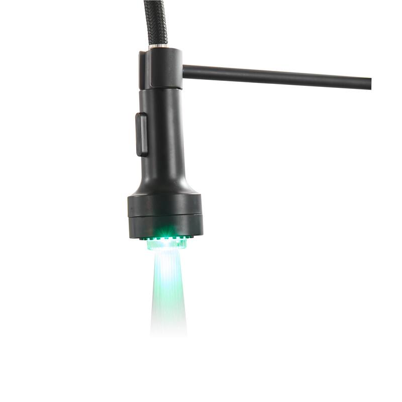 Matte Black LED Light Kitchen Faucet Single Handle