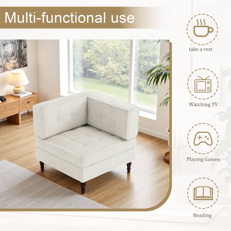 Modern Corduroy Corner Armchair Armless Chair sofa
