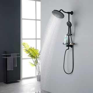 Retrofit Exposed Shower Faucet Set 9 Inch Rainfall Shower Head With Adjustable Slide Bar Soap Dish Shower System With Handheld