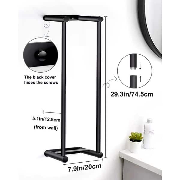 Towel Racks for Bathroom 30 Inch Wall Mounted - Holds 6 Large Rolled Towels, Sturdy Metal Towel Storage Organizer with Shelf & 3 Hooks, Black Towel Holder for Small Bathroom - TikTok