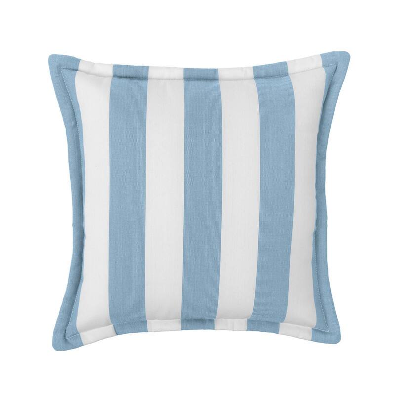Sherry Kline Indoor/Outdoor Cabana Stripe 20" Flanged Filled Pillow Set of 2 - Sky Blue/White